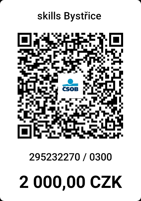 QR platba Skills Bystřice 2 000 Kč